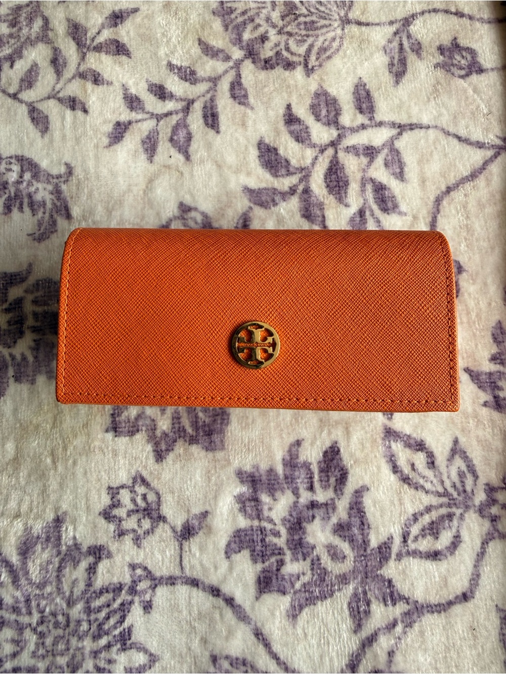 Tory Burch Orange Saffiano Leather Sunglasses Case